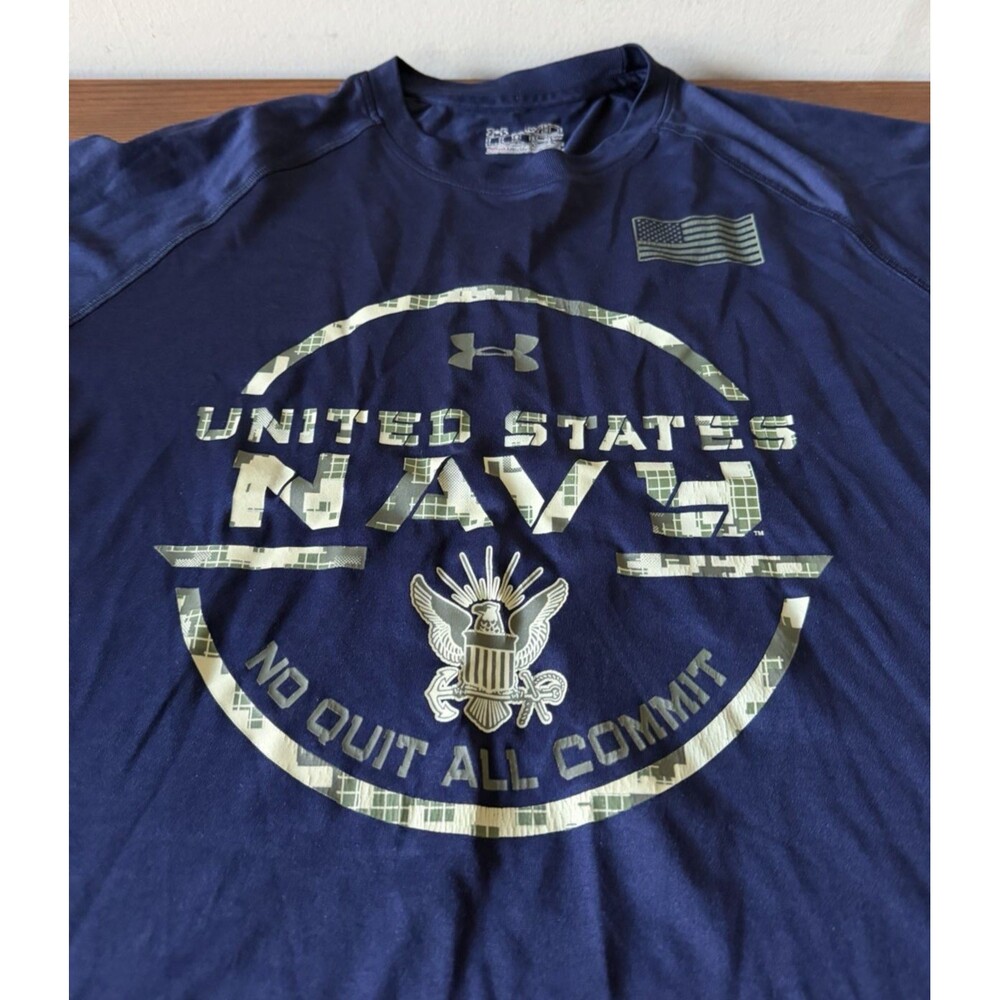 Under Armour United States Navy Adult Medium Loose Fit Heat Gear Blue T-shirt
